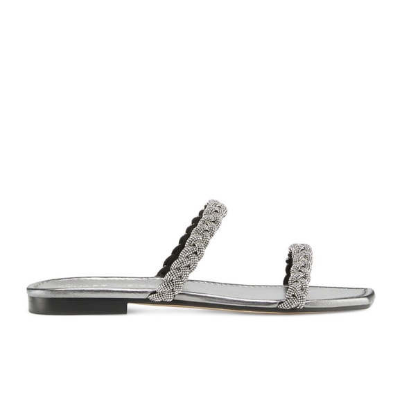 STUART WEITZMAN women shoes White leather Addison slide sandal with gemstones - Picture 3 of 4